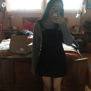 black overall dress